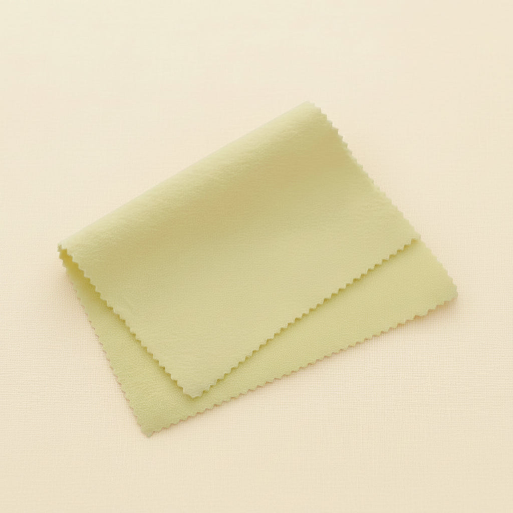 Lemon yellow jewelry polishing cloth, folded rectangle