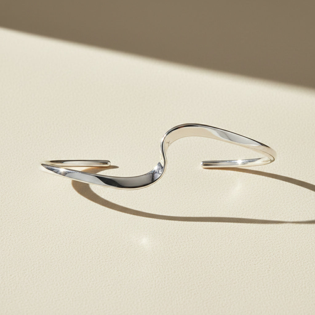 Silver bracelet on a white background