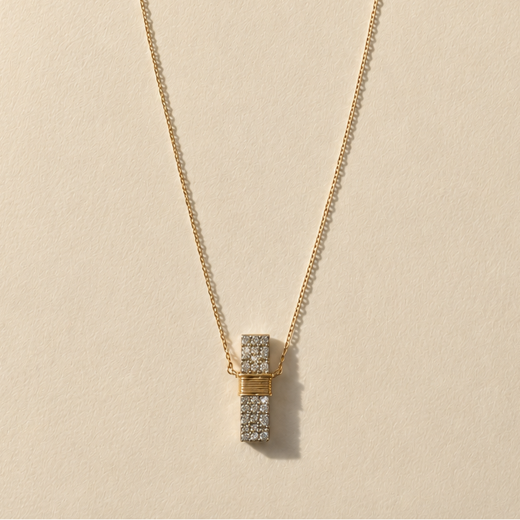Pave Diamond Bar Necklace