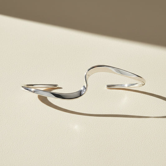 Silver bracelet on a white background