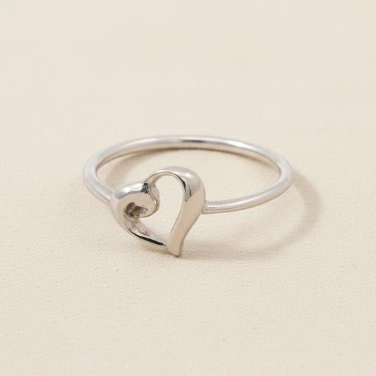 Silver-tone heart infinity ring with open loop band