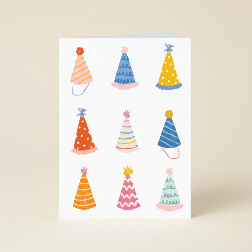 Set of colorful party hats on a white background