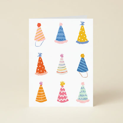 Set of colorful party hats on a white background