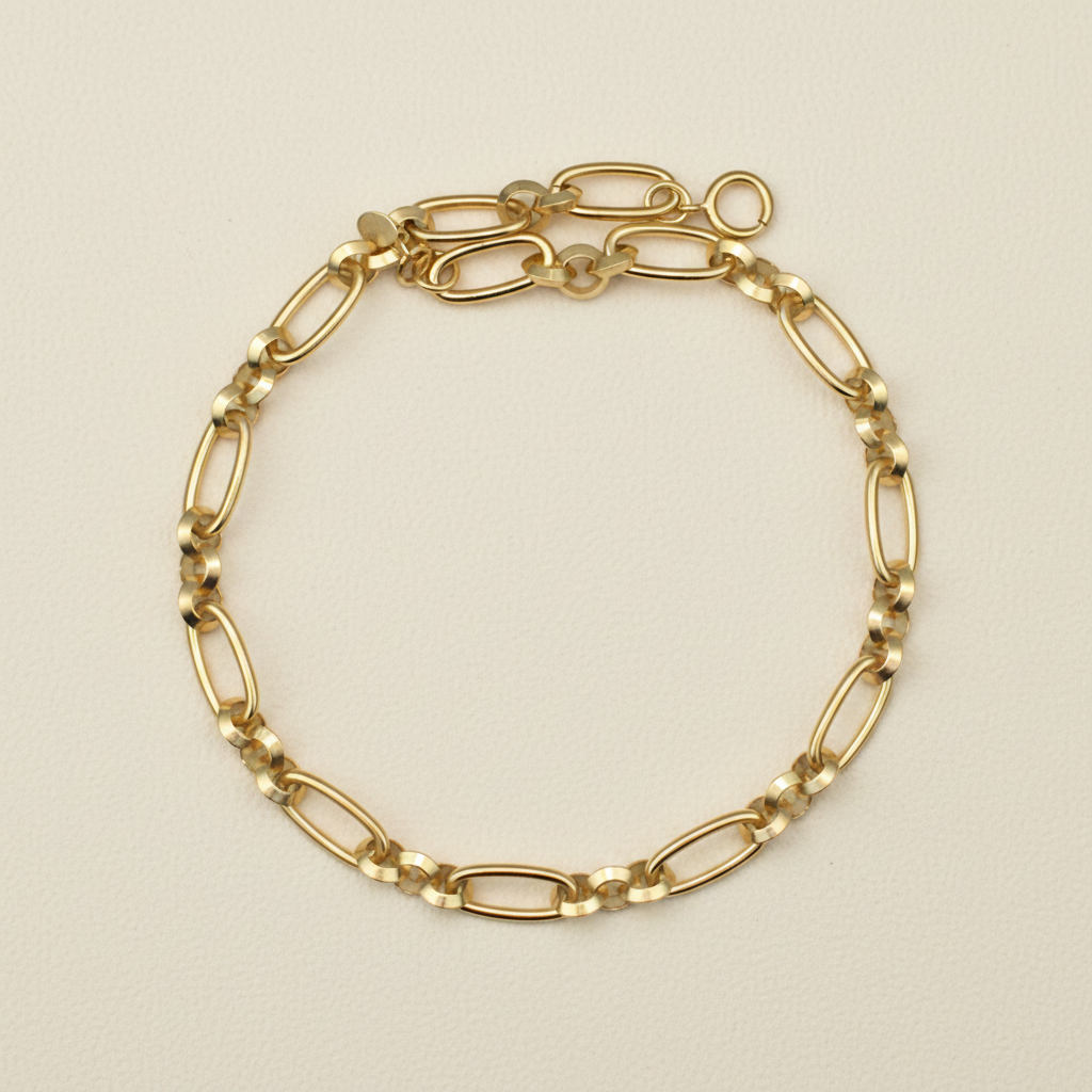 Gold-tone link necklace with oval and bar chain links