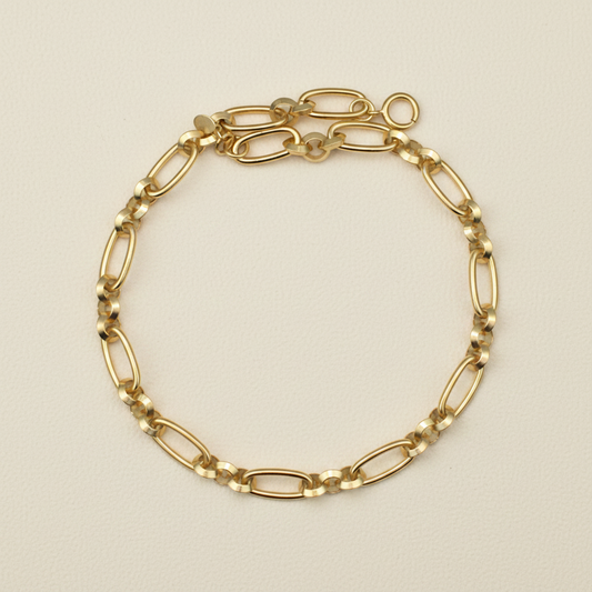 Gold-tone link necklace with oval and bar chain links